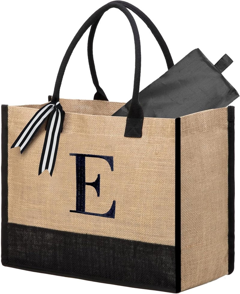 BeeGreen Embroidery Monogram Initial Tote Bag for Women Teacher Mom Friend Personalized Gift for Birthday Beach Work Wedding - Image 1